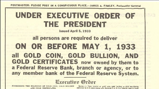 Card dated December 31, 1974, with a United States gold coin, stating that gold ownership was legal again and that a 100-ounce gold contract began trading on COMEX.