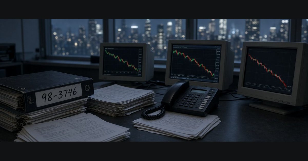 Late-1990s trading floor under pressure — title image for the LTCM 1998 consortium note.