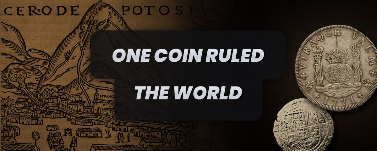 Spanish colonial silver coins and Andean mountain motif — title image for how Spanish silver became global money.
