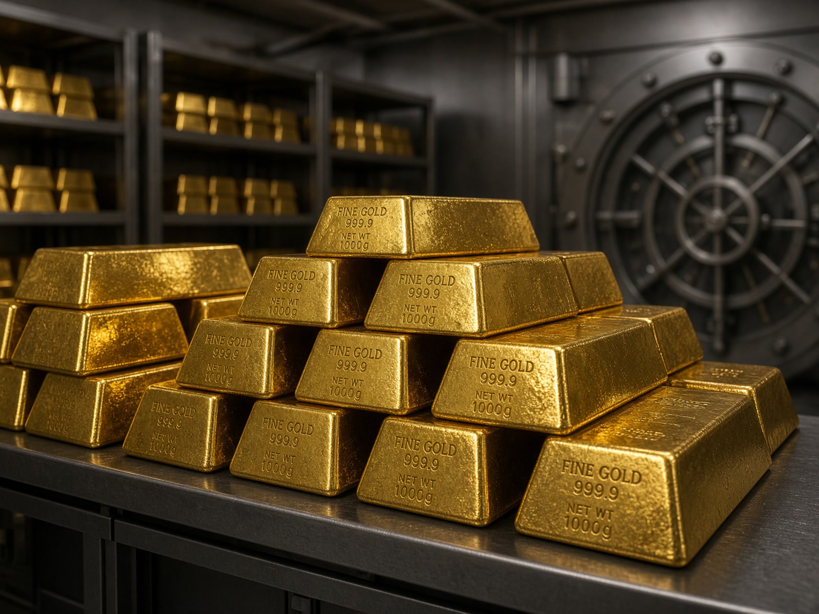 Chart of U.S. official gold reserves comparing an $11.04 billion book value at $42.22 with a market value near $1.15 trillion.