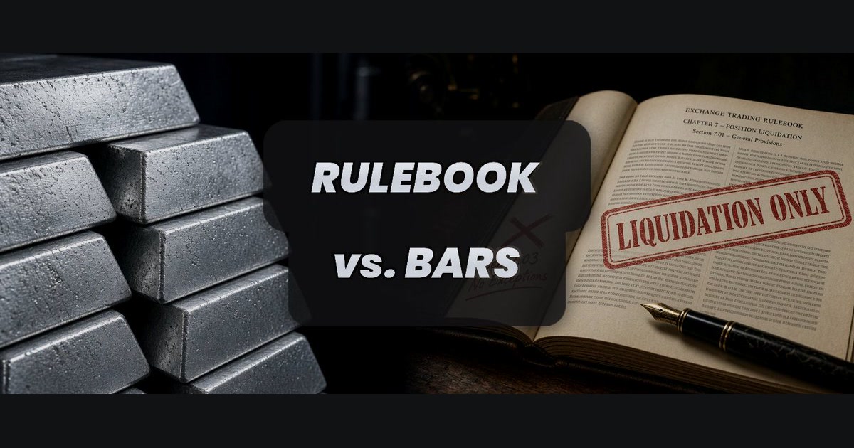 Silver bars and a trading screen — title image for the 1980 exchange-rules note.