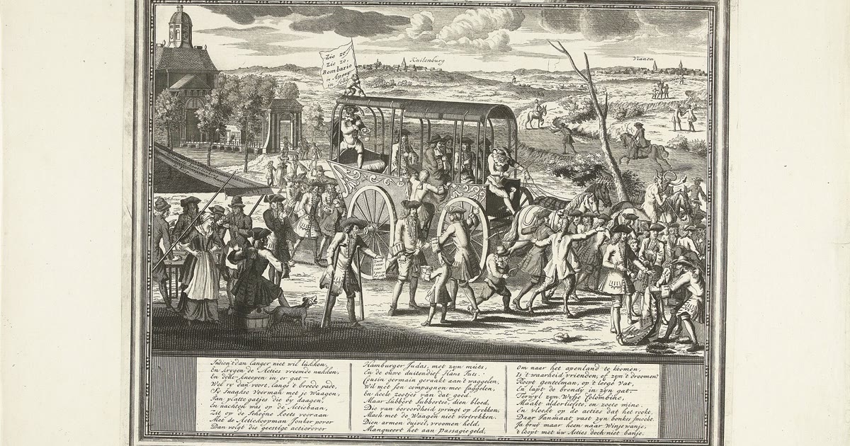 1720 satirical print of Mississippi Company shareholders fleeing toward Vianen during the bubble collapse.