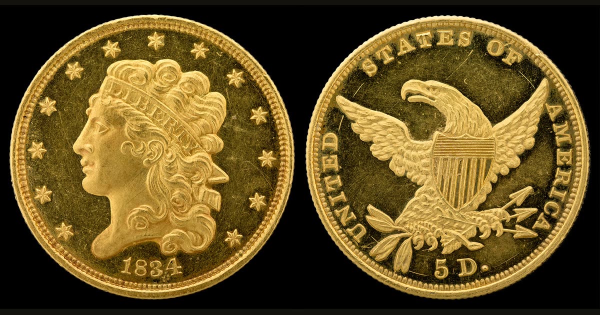 Classic Head half eagle of 1834.