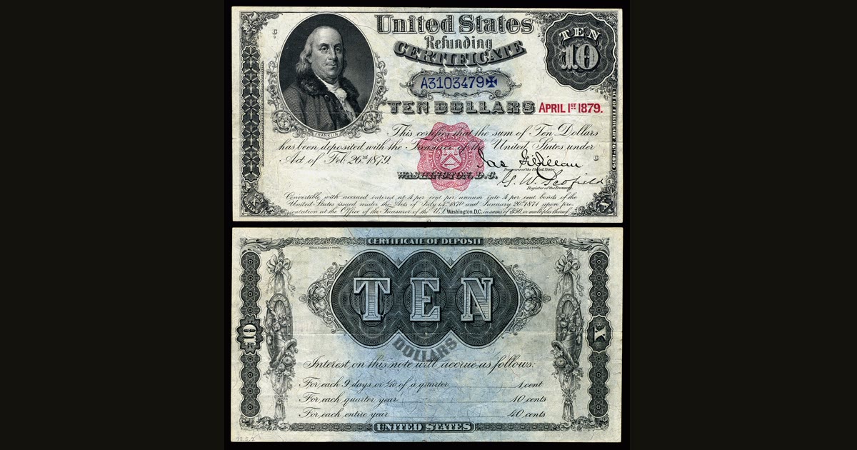 Ten-dollar refunding certificate, series of 1879.