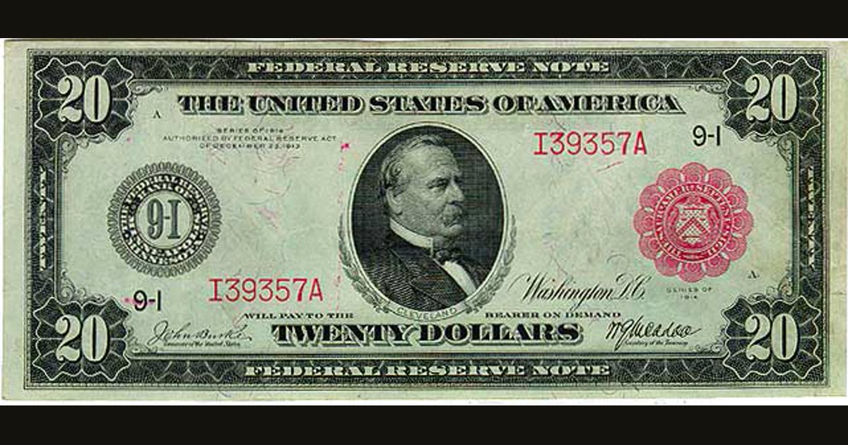 Twenty-dollar Federal Reserve note, series of 1914.